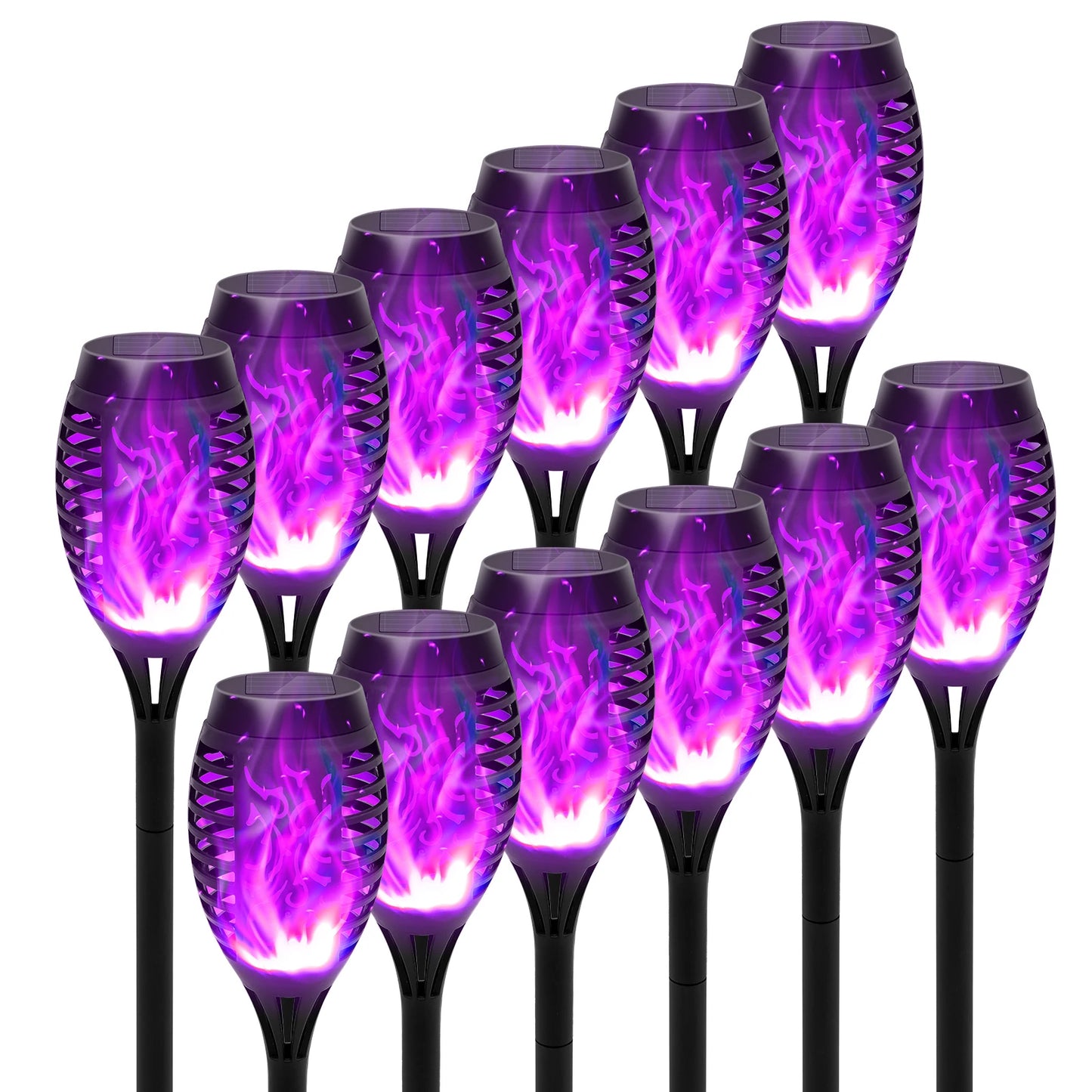4/6/8/12Pcs Solar Powered Flickering Flame LED Torch Light