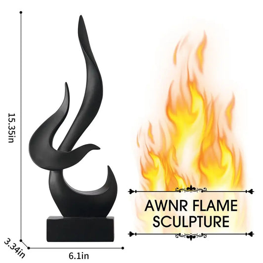 Black Flame Abstract Sculpture Resin Statue Modern Home Decor