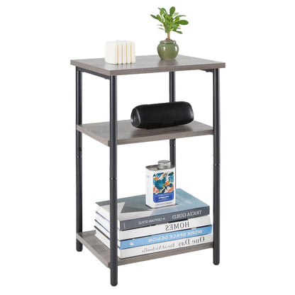 Two Steel Frame 3-Tier End Tables with Adjustable Feet
