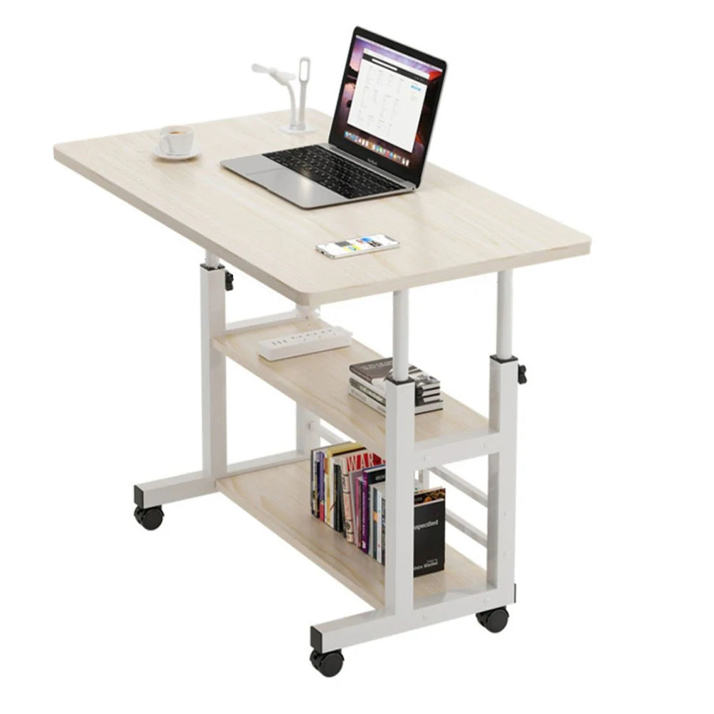Height Adjustable Multi-Layer Standing Wooden Computer Desk Workstation for Home Office