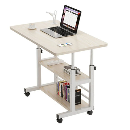 Height Adjustable Multi-Layer Standing Wooden Computer Desk Workstation for Home Office