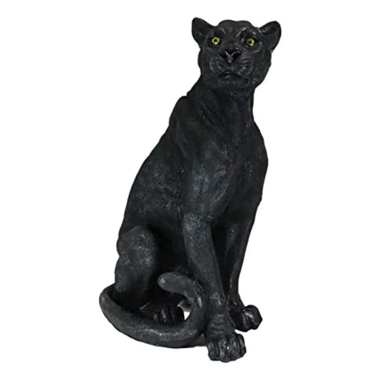 Realistic Sitting Black Panther Large Statue 20.5 Tall