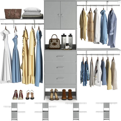 Walk In Closet System with Doors & 3 Shelving Towers