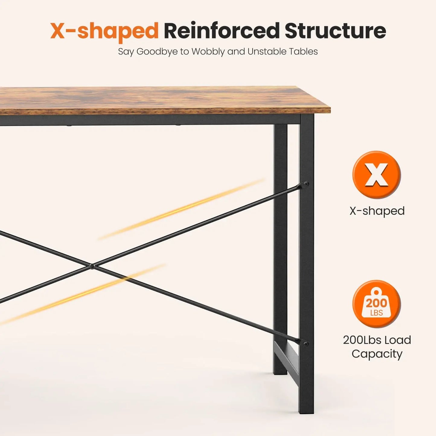 47IN Modern Computer Desk with 2 Drawers For Study, Office, Gaming room