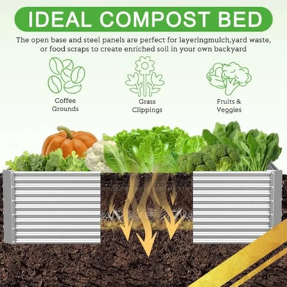 2 Pack Tall 8x3FT Corrugated Galvanized Steel Raised Garden Bed