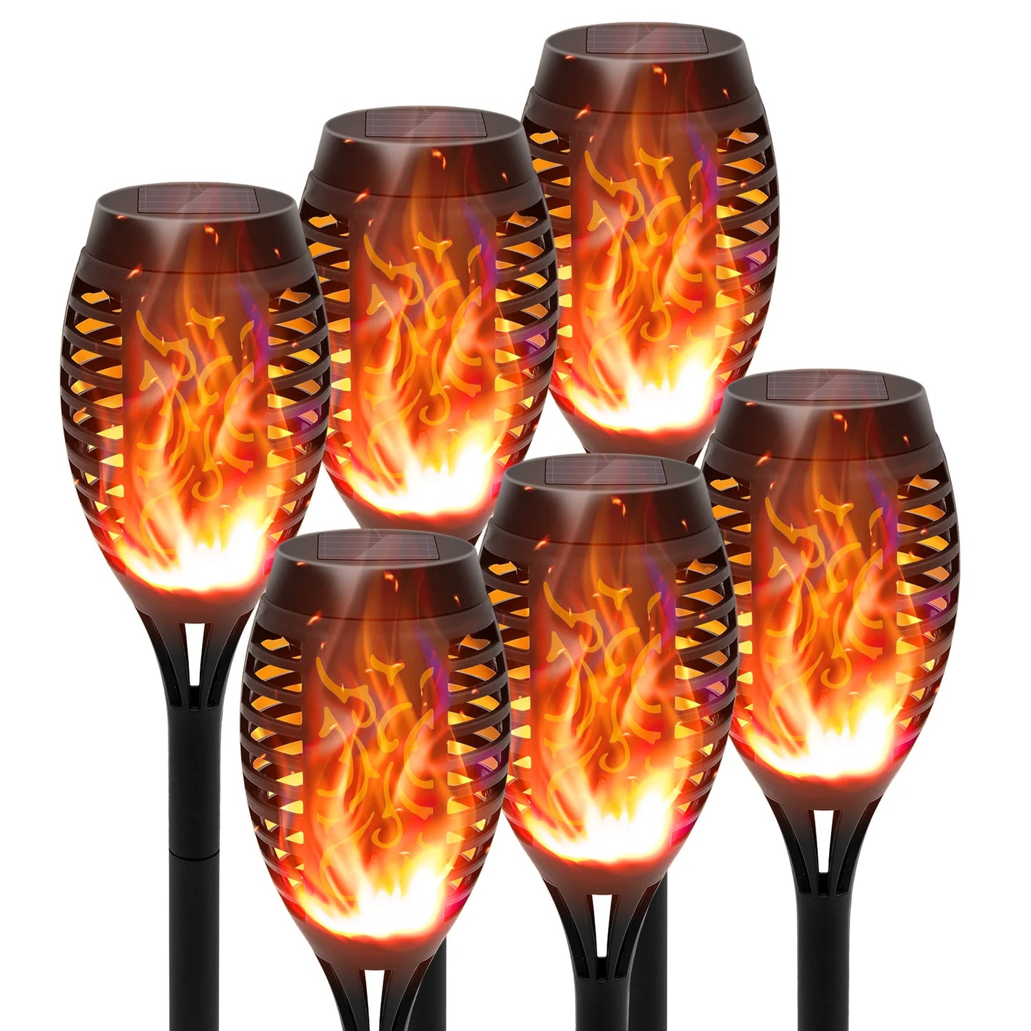 4/6/8/12Pcs Solar Powered Flickering Flame LED Torch Light