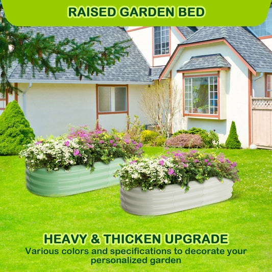 2 Pcs 4.5x2x1ft Oval Galvanized Raised Garden Planter Bed