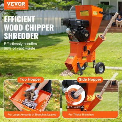 12HP Heavy Duty Gas Powered Wood Chipper, Shredder, Mulcher