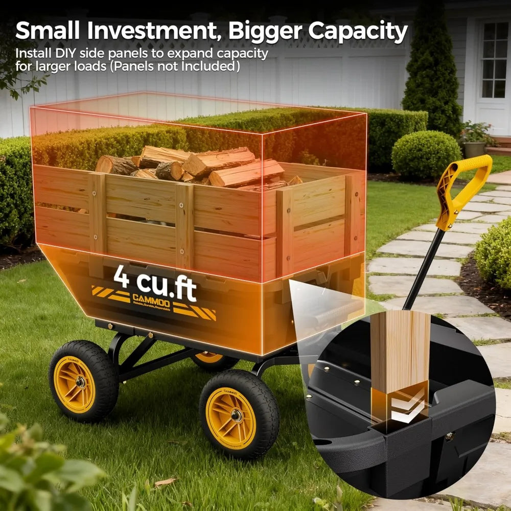 10in Garden Dump Cart, No-Flat Tire 900lb Capacity