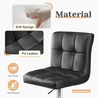 PU Leather Upholstered Bar Stools Set of 2, Counter Height, Comfortable Backrest, SGS Certified Gas Gylinder