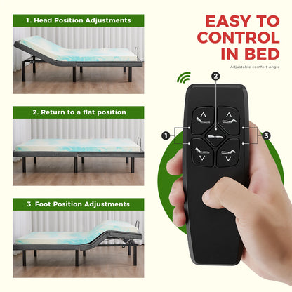 Electric Adjustable, Ergonomic Bed Frame with Wireless Remote, Zero Gravity Bed with 2 USB Ports For Bed Room