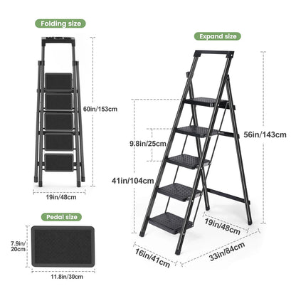 Heavy-Duty Step Ladder with Handrail