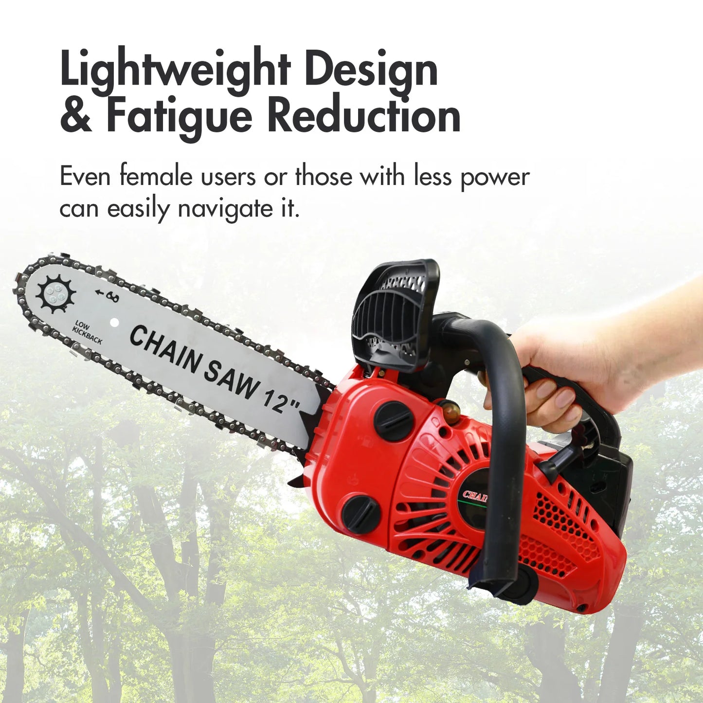 12" Lightweight Gasoline Powered Chainsaw for Tree Cutting