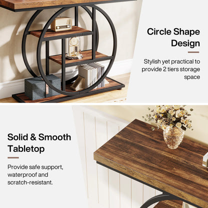 4-Tier Entryway, Console Table, 41.3-Inch Industrial Sofa Table for Living Room