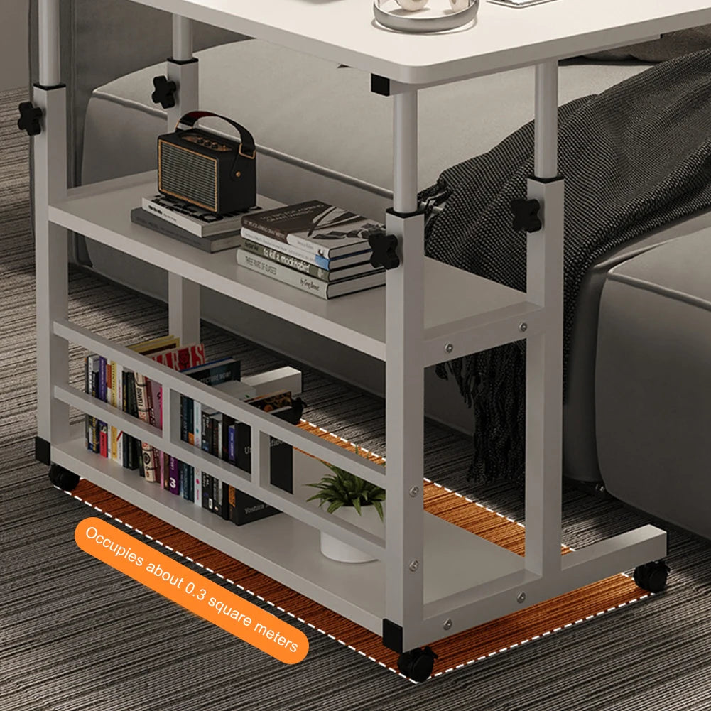 Height Adjustable Multi-Layer Standing Wooden Computer Desk Workstation for Home Office