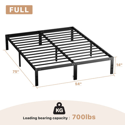 Basic Metal Platform Bed Frame, Twin, Full, Queen, King Size Bedroom Frames with Storage Space, Sturdy Steel Slat Support 350LBS