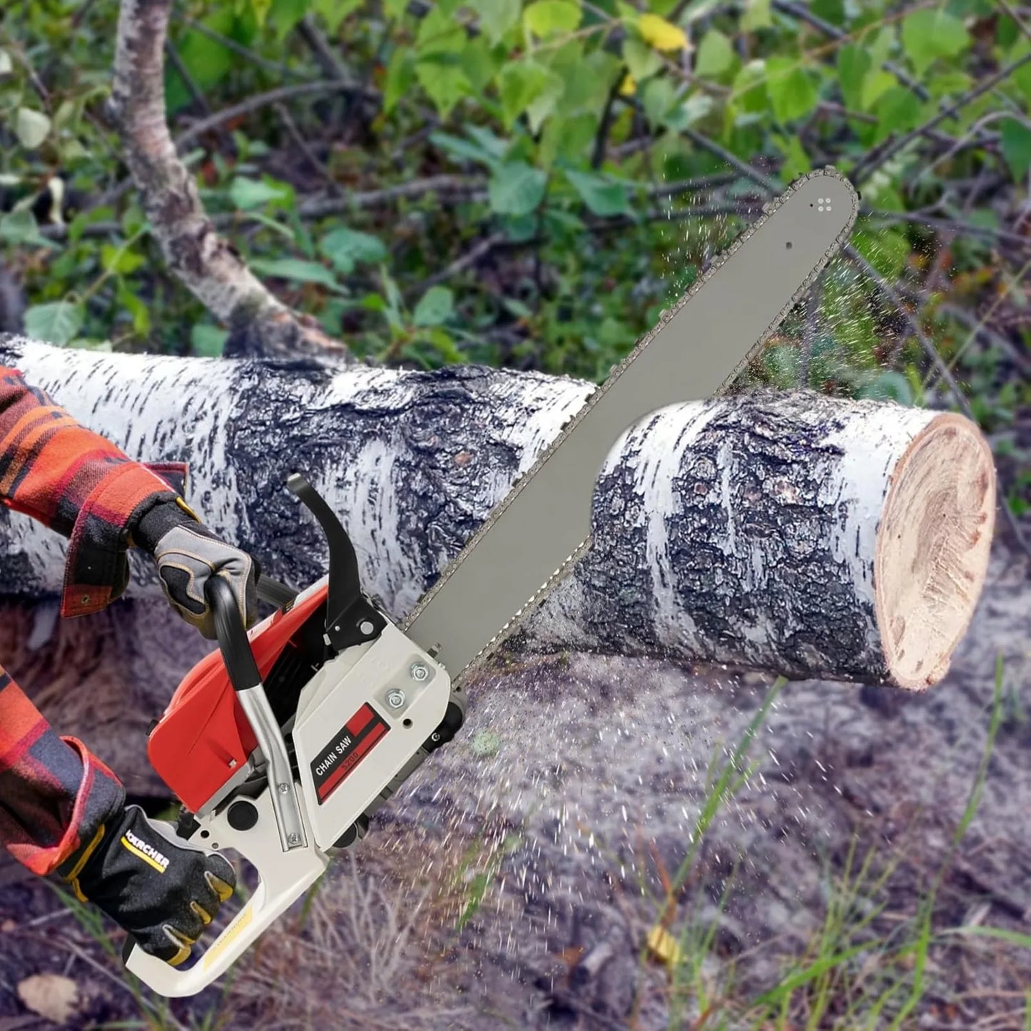 22 Inch Chainsaw Gas Power, Portable Woodcutting Gas Chain Saw for home and garden