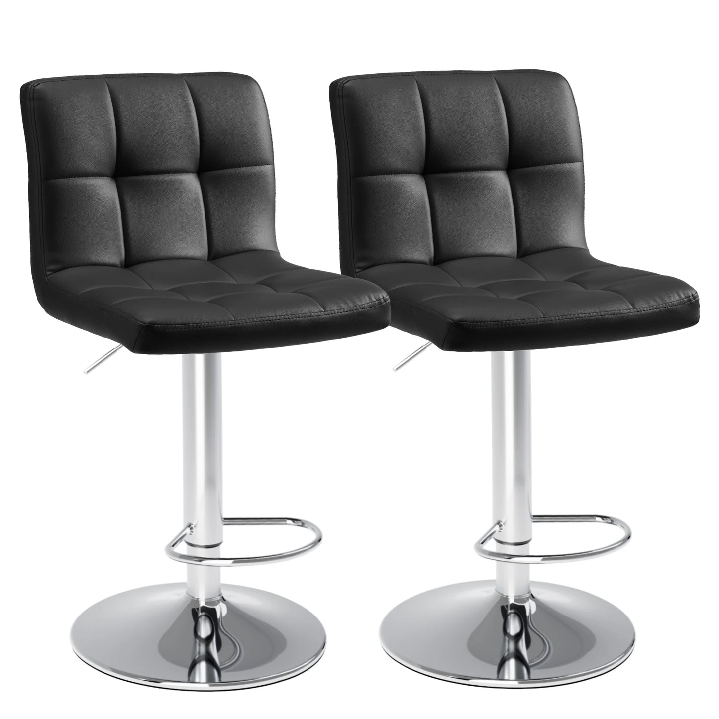 PU Leather Upholstered Bar Stools Set of 2, Counter Height, Comfortable Backrest, SGS Certified Gas Gylinder