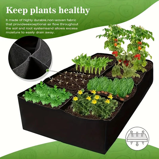 3x6FT Breathable Planter Raised Garden Bed, 128 Gallon 8 Grids Plant Grow Bags