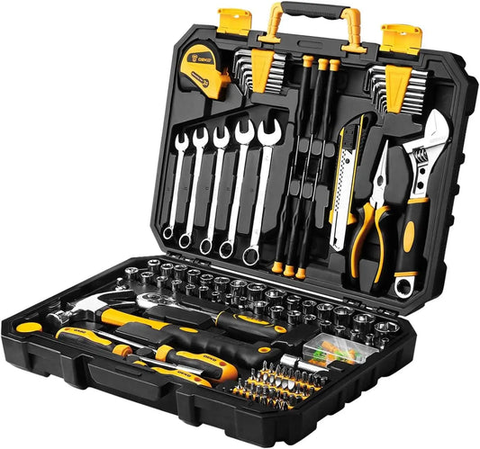 158 Piece Tool Set-General Household Hand Tool Kit with Plastic Toolbox Storage Case