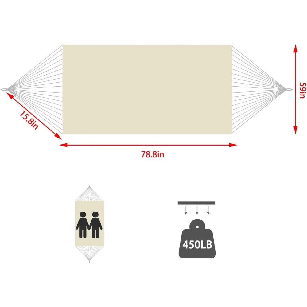 Double Boho Macrame Hammock with Elegant Tassels for Patio