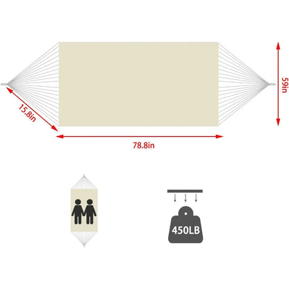 Double Boho Macrame Hammock with Elegant Tassels for Patio