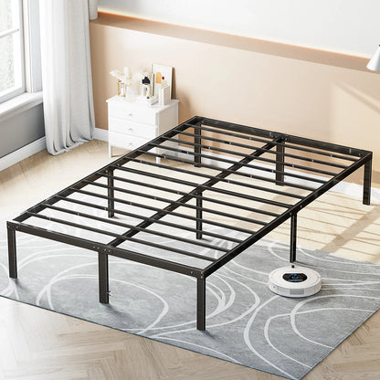Basic Metal Platform Bed Frame, Twin, Full, Queen, King Size Bedroom Frames with Storage Space, Sturdy Steel Slat Support 350LBS