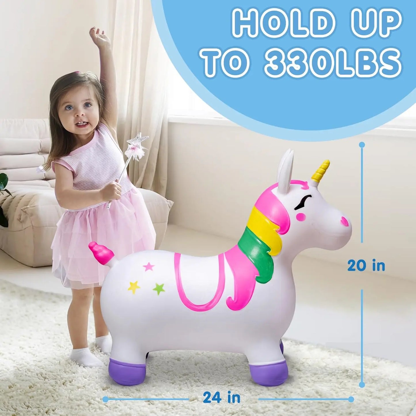 Kids Bouncy Unicorn Horse Ride On Toy