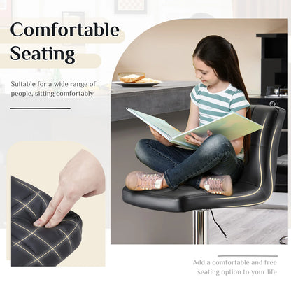 PU Leather Upholstered Bar Stools Set of 2, Counter Height, Comfortable Backrest, SGS Certified Gas Gylinder
