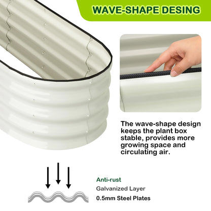 2 Pcs 4.5x2x1ft Oval Galvanized Raised Garden Planter Bed
