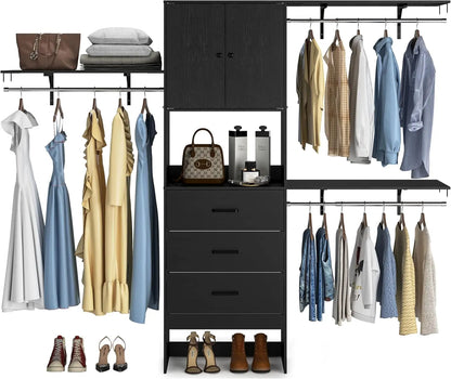 Walk In Closet System with Doors & 3 Shelving Towers