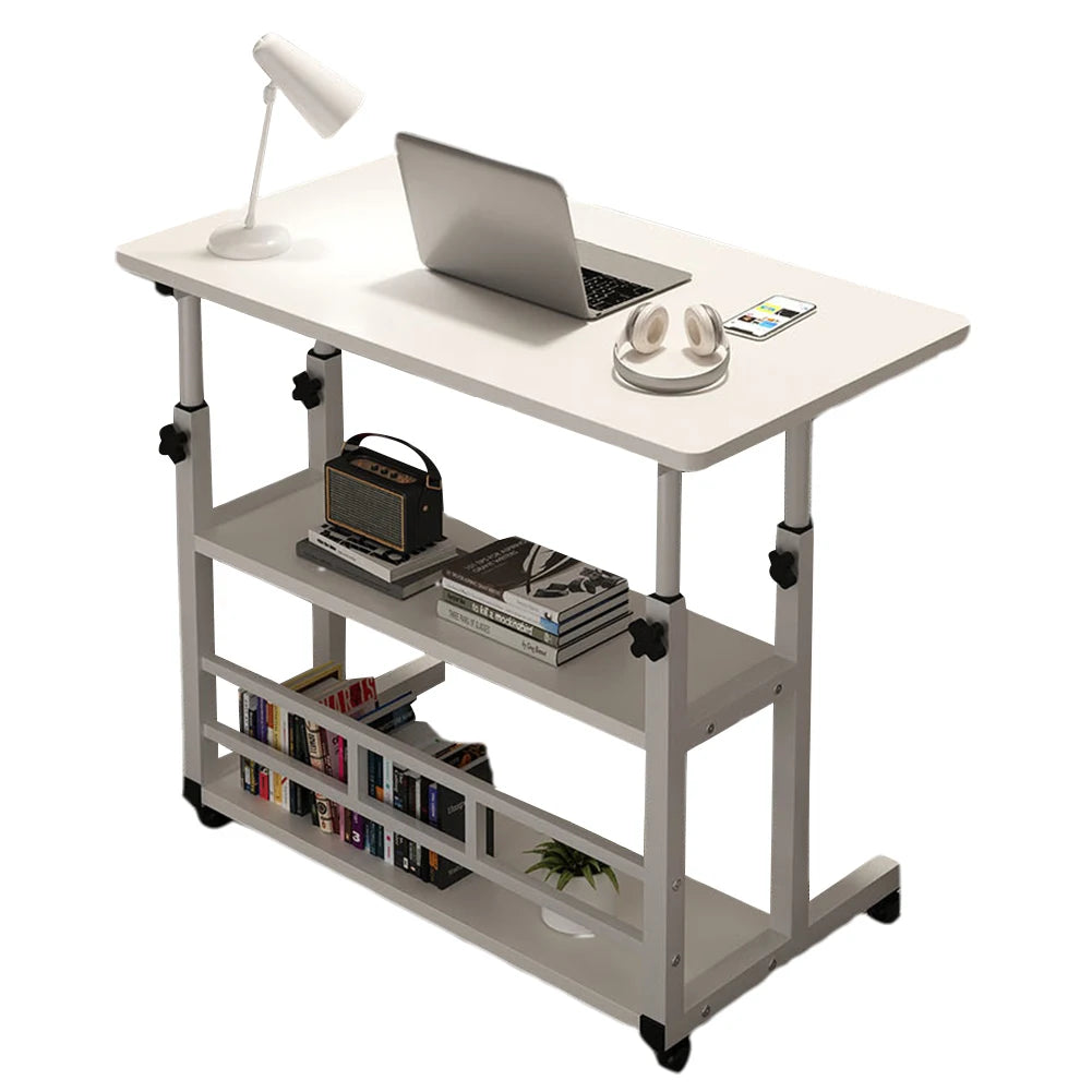 Height Adjustable Multi-Layer Standing Wooden Computer Desk Workstation for Home Office