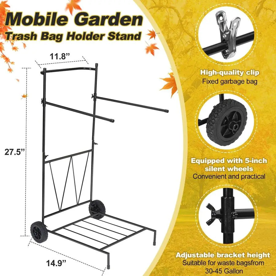Adjustable 30 to 45 Gallon Outdoor Leaf Bag Stand, for Yard, Lawn