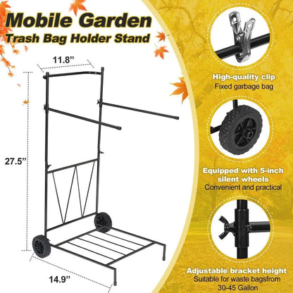 Adjustable 30 to 45 Gallon Outdoor Leaf Bag Stand, for Yard, Lawn