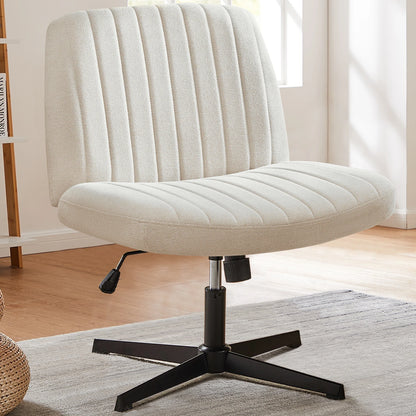 Adjustable Swivel Cross Legged Office, Living Room, Armless Gaming Chair, Vanity, Home Office