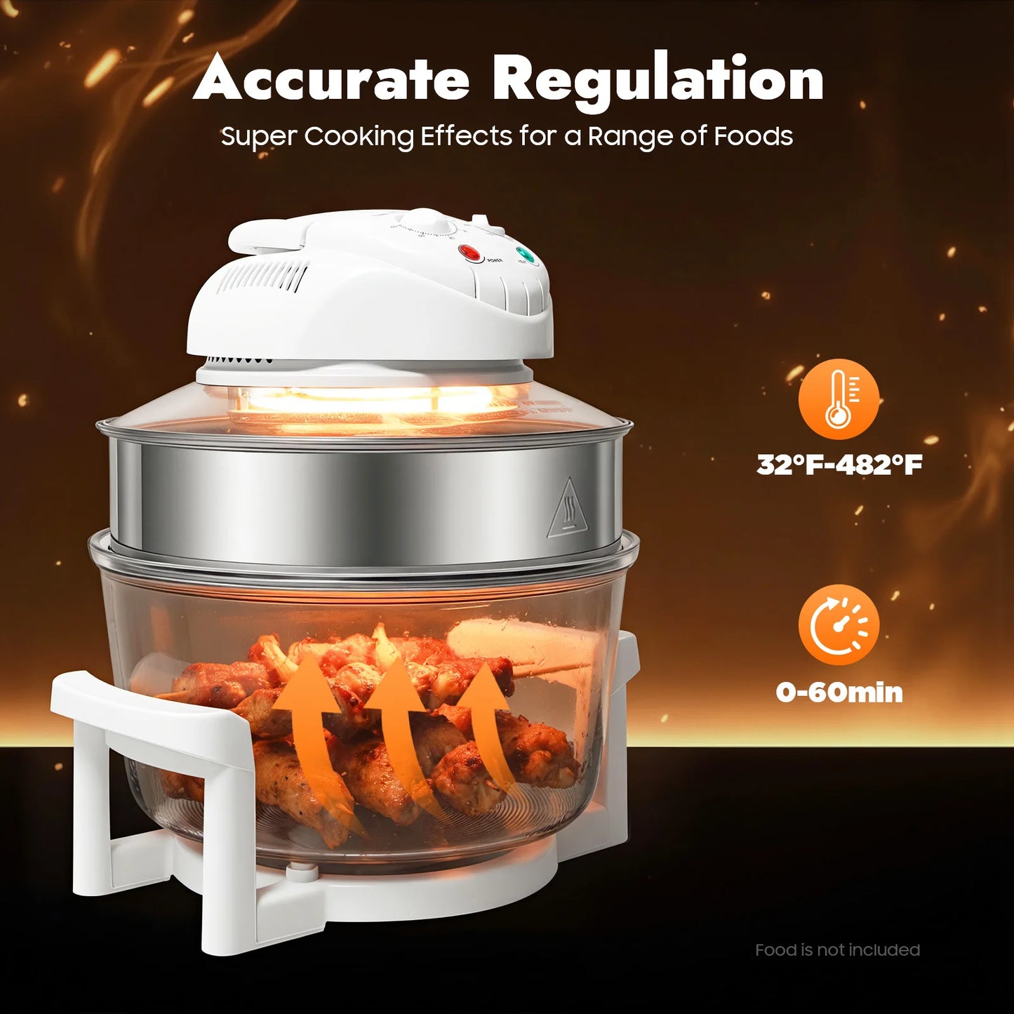360° Hot Air Circulation Oil-Free Cooker with Grill Rack for Home Kitchen