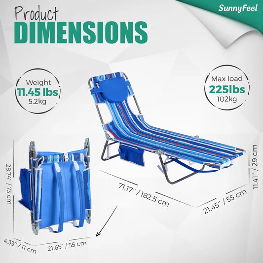 Portable Reclining Beach Chair with Backpack Straps