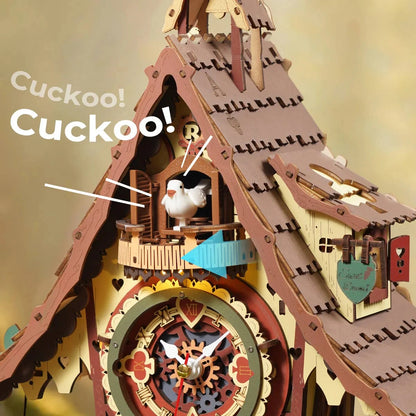Cuckoo Clock Mechanical 3D Wooden Puzzle Unique Desk Home Decor