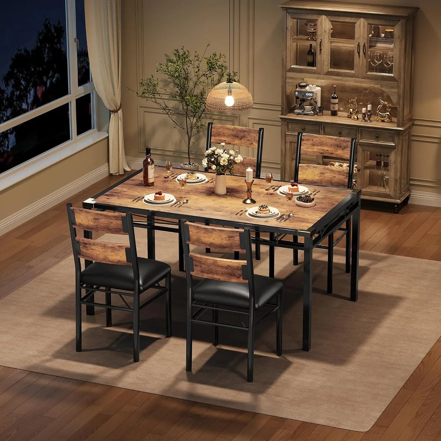 Kitchen Table with 4 Upholstered Chairs