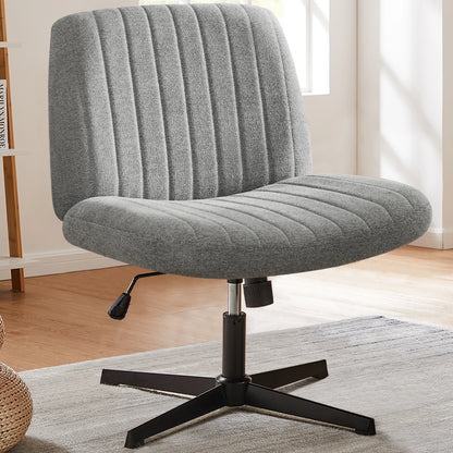 Adjustable Swivel Cross Legged Office, Living Room, Armless Gaming Chair, Vanity, Home Office