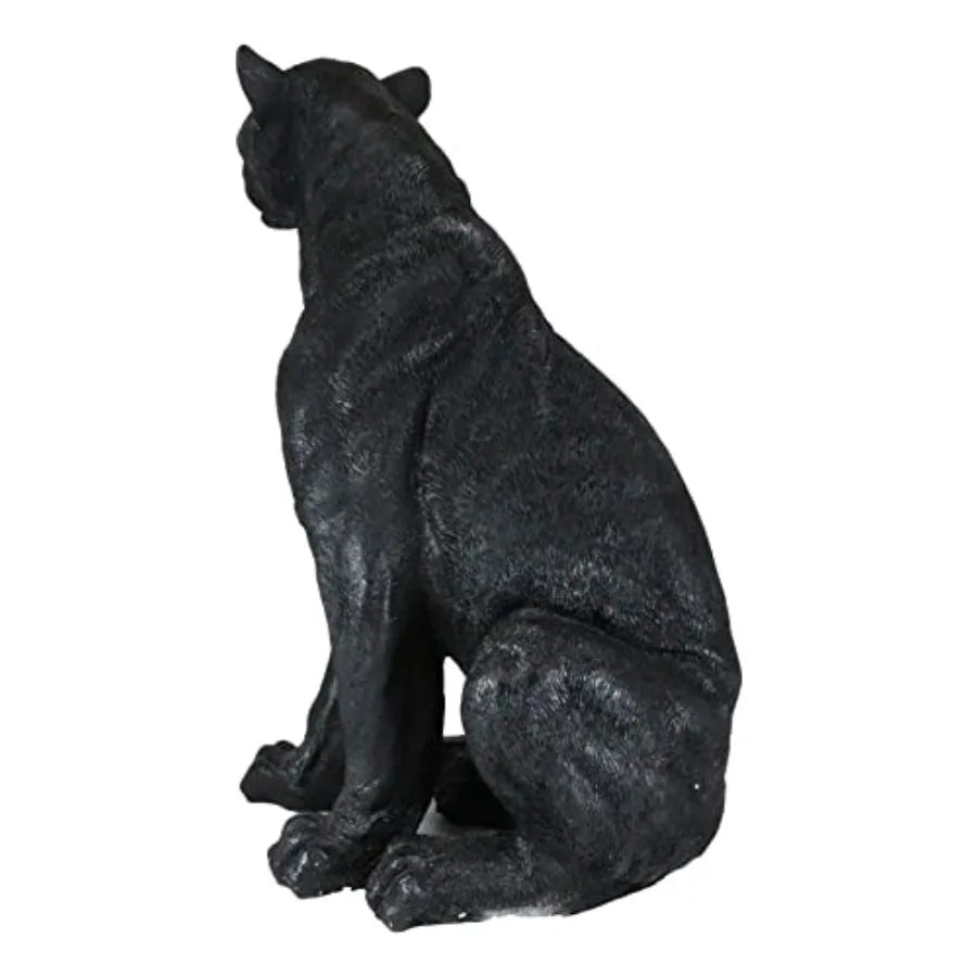 Realistic Sitting Black Panther Large Statue 20.5 Tall