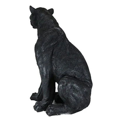 Realistic Sitting Black Panther Large Statue 20.5 Tall