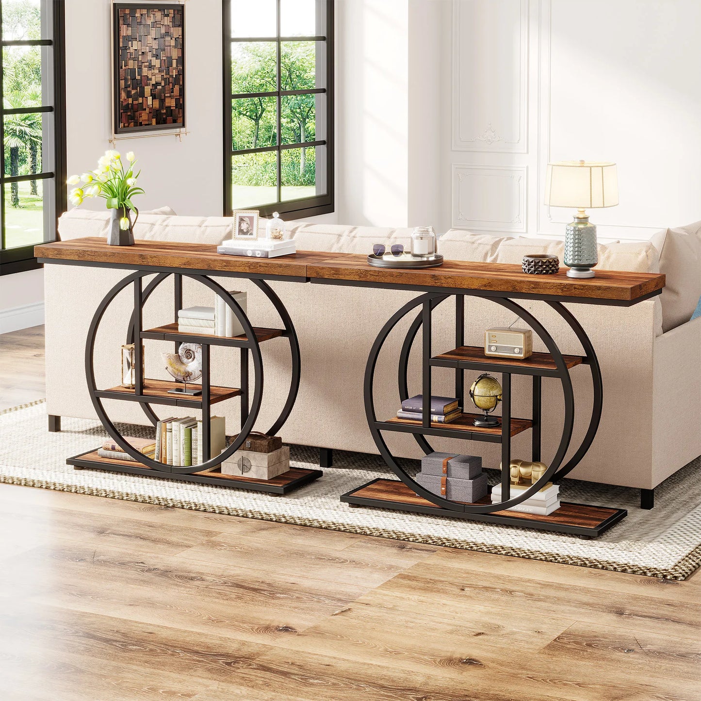 4-Tier Entryway, Console Table, 41.3-Inch Industrial Sofa Table for Living Room