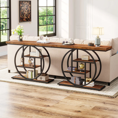 4-Tier Entryway, Console Table, 41.3-Inch Industrial Sofa Table for Living Room