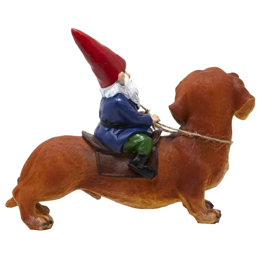 Gnome and a Dachshund Garden Statue Indoor Outdoor