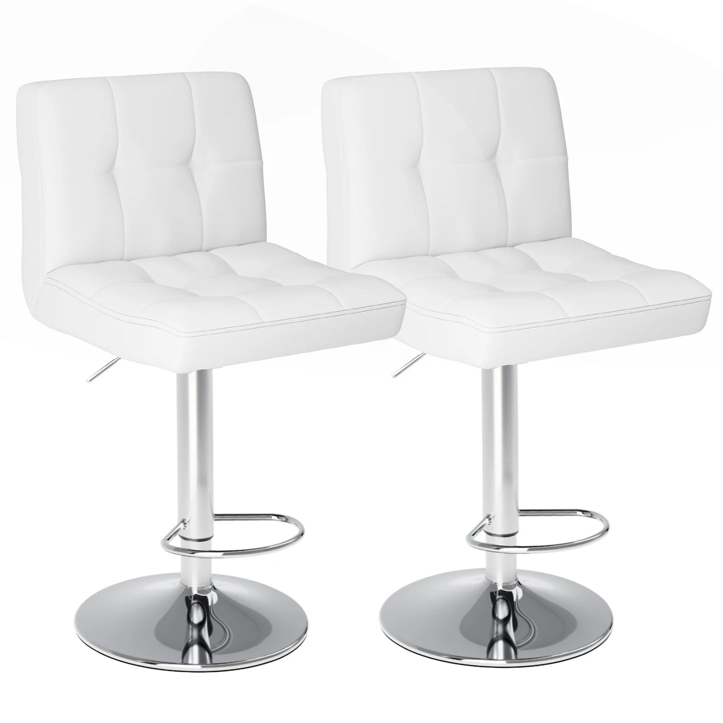 PU Leather Upholstered Bar Stools Set of 2, Counter Height, Comfortable Backrest, SGS Certified Gas Gylinder