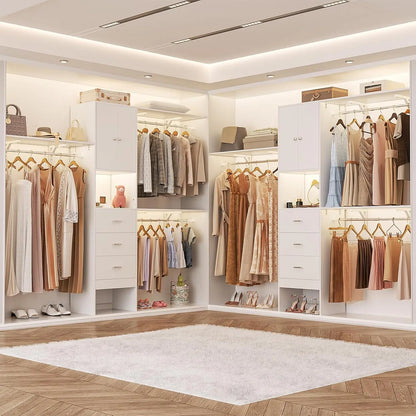 Walk In Closet System with Doors & 3 Shelving Towers