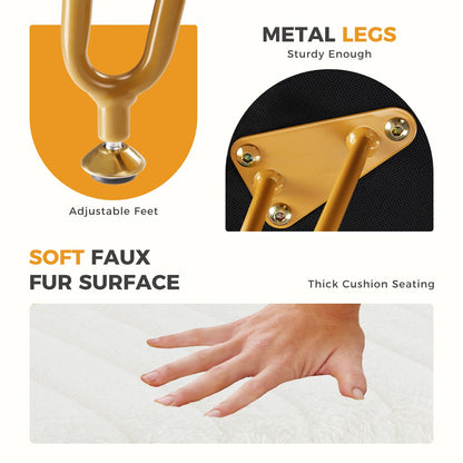 Faux Fur Padded Hidden Storage Stools & Ottomans with 4 Metal Legs Anti-Slip Adjustable Feet for Home