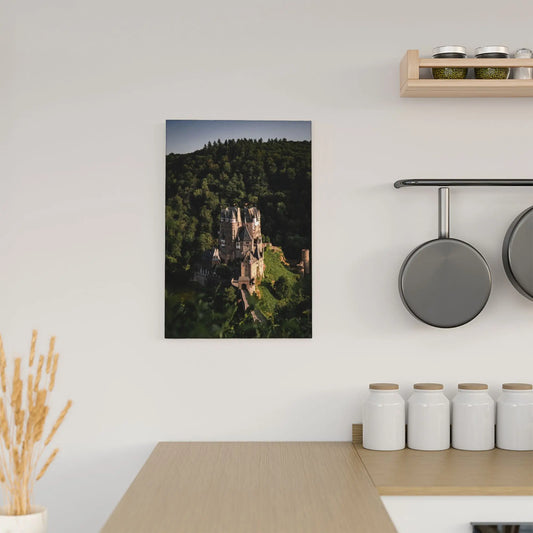 Mid-Century Gothic Castle Scenery Floating Framed Canvas Poster for Home Decoration